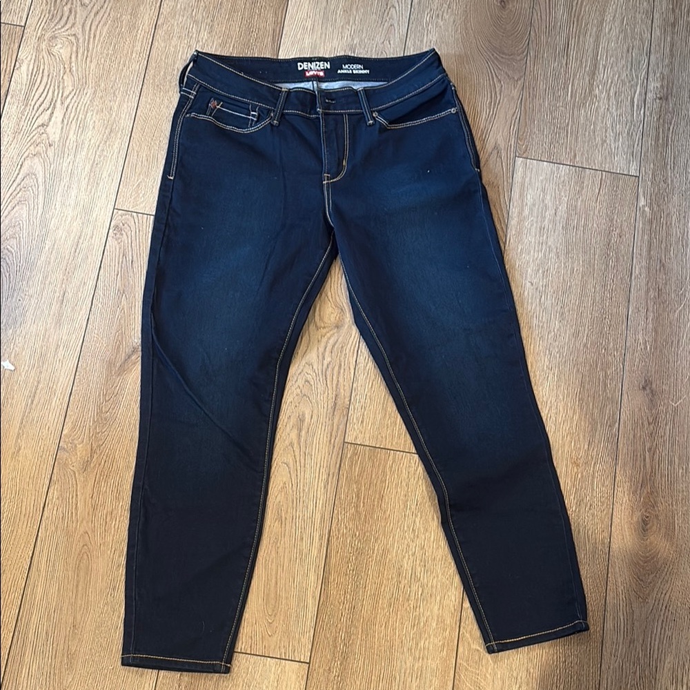 Blue Ankle Length Cropped Jeans Classic Style
